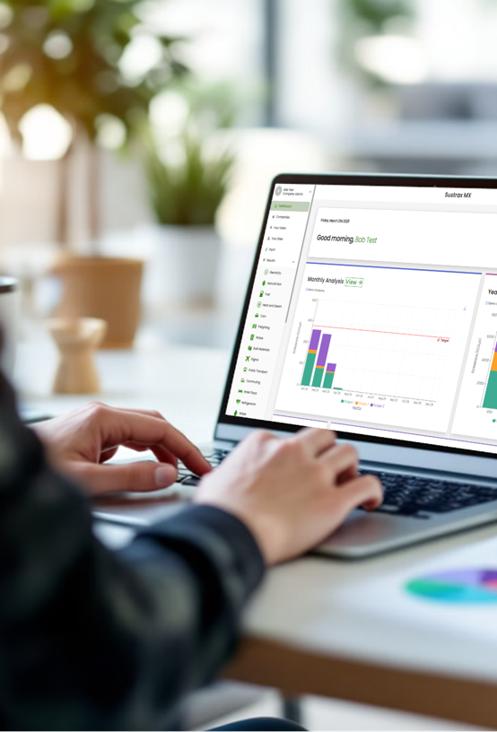 Sustrax MX dashboard on a laptop